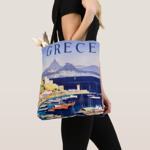 Vintage Aten Grekland Travel Tygkasse