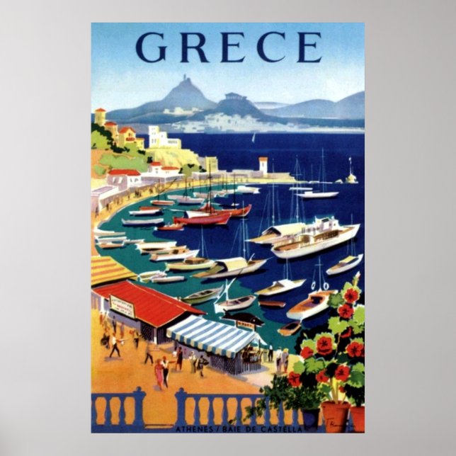 Vintage Aten - Greklands resebyrå Poster (Framsidan)