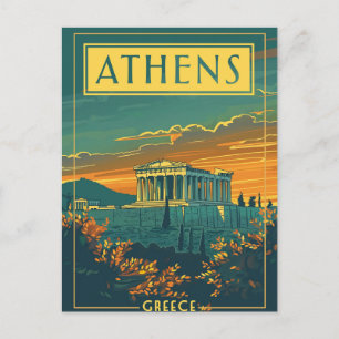 Vintage Aten, Greklands vykort Parthenon