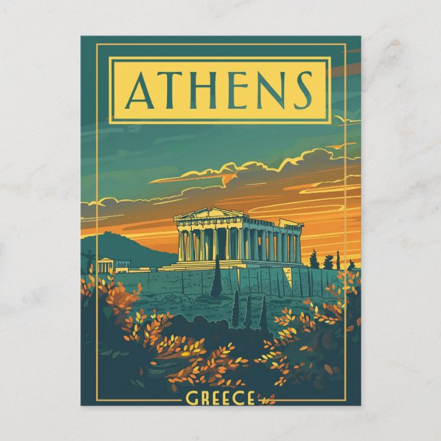 Vintage Aten, Greklands vykort | Parthenon (Framsida)