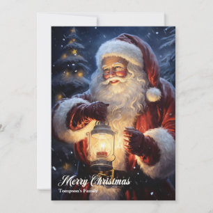 Vintage återför traditionell Jultomten med lantern Julkort