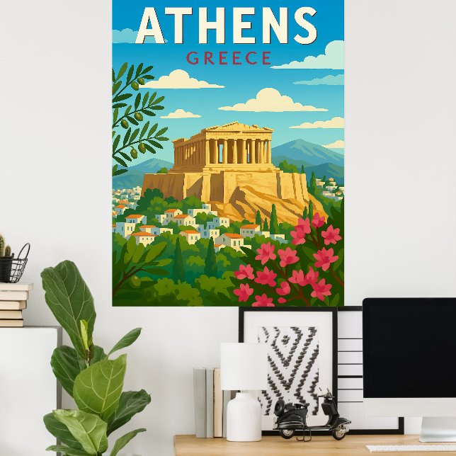 Vintage Athens Greece Parthenon Poster – Retro (Hemmakontoret)
