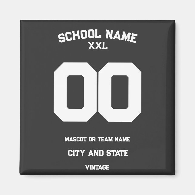 Vintage Athletic Team Namn State School Number Magnet (Framsidan)