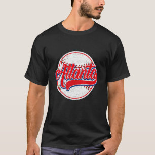 Vintage Atlanta Cityscape Baseball För manar kvinn T Shirt