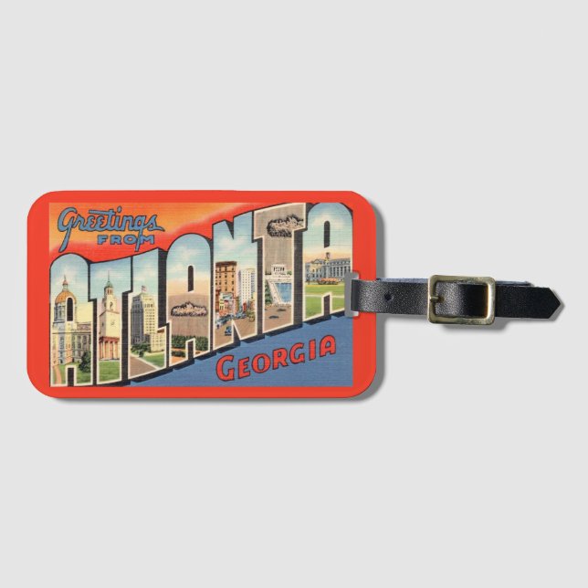 Vintage Atlanta Georgia Hälsning Bagagebricka (Framsida horisontal)