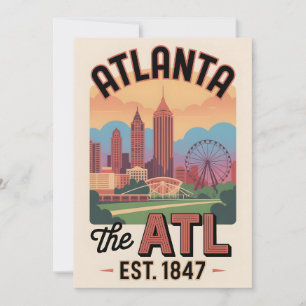 Vintage Atlanta Georgia The ATL Retro Resa Julkort