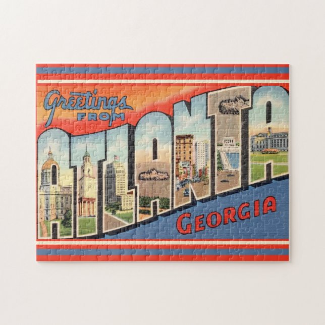 Vintage Atlanta Hälsning Jigszle Puzzle Pussel (Horisontell)