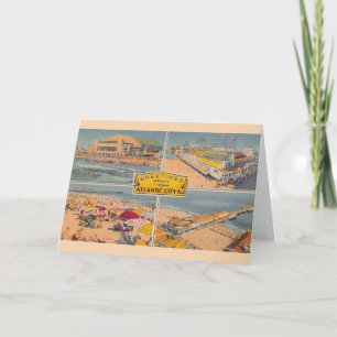 Vintage Atlantic City Illustrerad  Kort