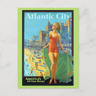 Vintage Atlantic City New jersey Retro Travel Vykort
