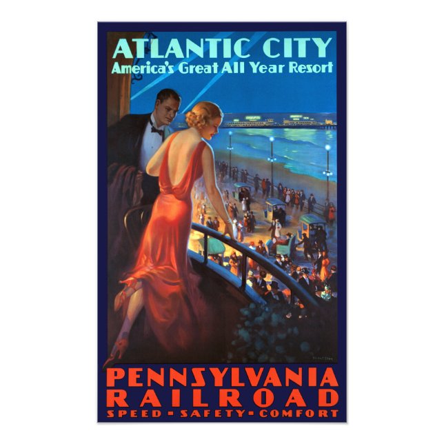 Vintage Atlantic City Railroad Travel Poster (Framsidan)