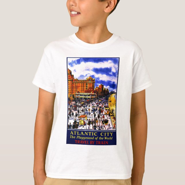 Vintage Atlantic City Tåg Travel Tee (Framsida)