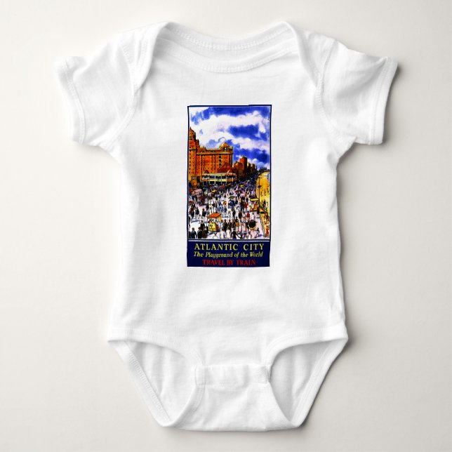 Vintage Atlantic City Tågresor Tee Shirt (Framsida)