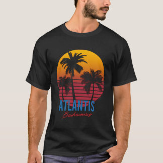 Vintage Atlantis Bahamas Handflatan Träd Sunset Re T Shirt