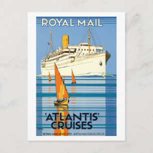 VINTAGE ATLANTIS OCEANÅNGARE RESOR VYKORT