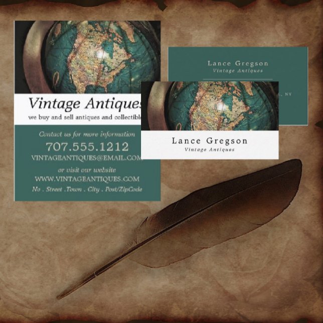 Vintage Atlas Globe, Antique Dealer, Store Flygblad (Skapare uppladdad)