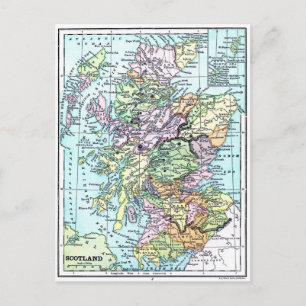 Vintage Atlas Karta - Skottland Vykort