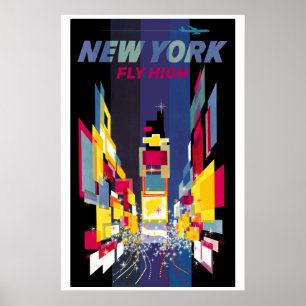 Vintage atomålder New York Times Square Airline Poster