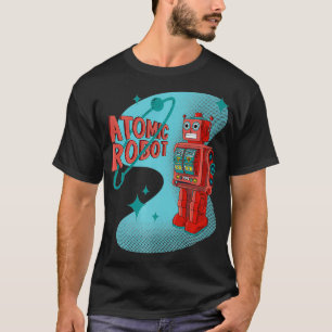 Vintage Atomic Space Robot Retro Futuristiska Acti T Shirt