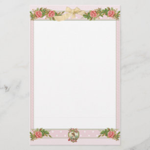 Vintage Attika Rosor och Rosa Polka dots Brevpapper