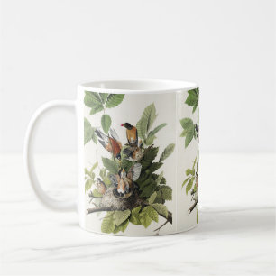 Vintage Audubon Amerikansk Rödbröst Fågelbo Konst Kaffemugg