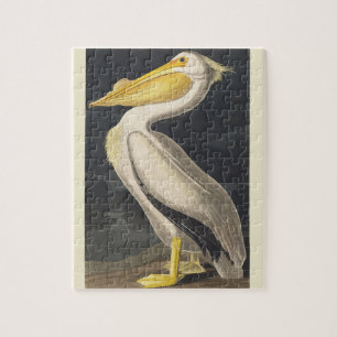 Vintage Audubon Amerikansk Vit Pelikan Fågelkonst Pussel