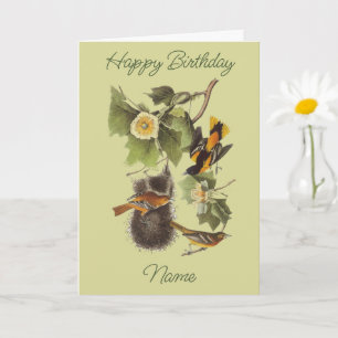 Vintage Audubon Bird Oriole Personlig Birthday Kort