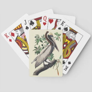 Vintage Audubon Brun Pelikan Kustfågel Konst Casinokort