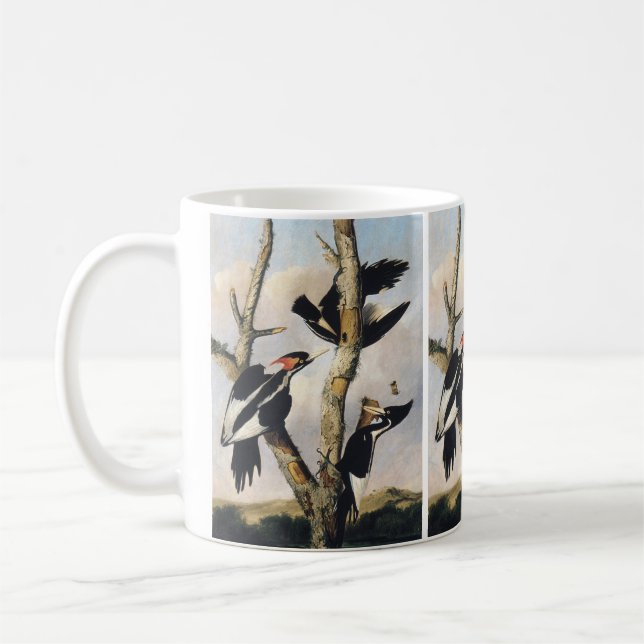 Vintage Audubon Elfenbensspett Konst Kaffemugg (Vänster)