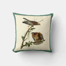 Vintage Audubon Red-axed Hawk Pair Pillow Kudde