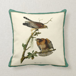 Vintage Audubon Red-axed Hawk Pair Pillow Kudde