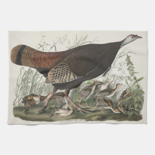 Vintage Audubon Vild Kalkonhöna & Unge Konst Kökshandduk