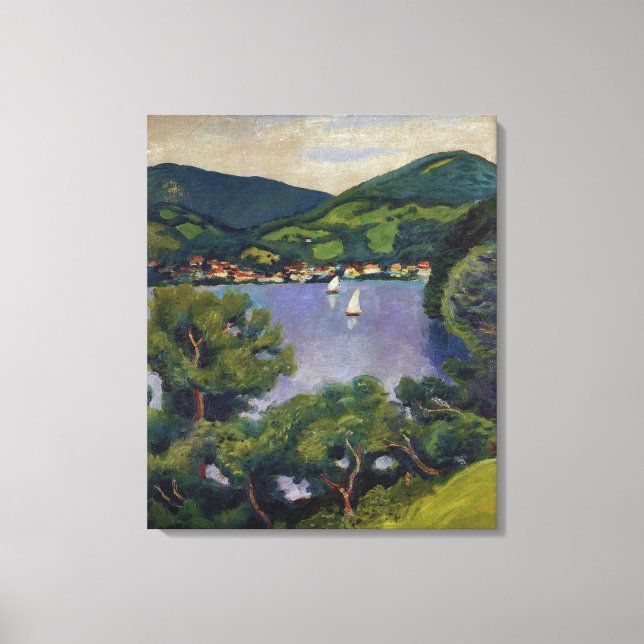 Vintage August-mappvy från Tegernsee Canvastryck (Framsida)