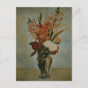 Vintage Auguste Renoir Rosa Red Grönt Gladioli Helg Vykort
