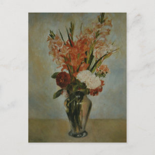 Vintage Auguste Renoir Rosa Red Grönt Gladioli Vykort