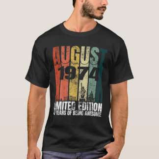 Vintage Augusti 1974 Bday Graphic 47 Years Old 47t T Shirt