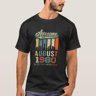 Vintage augusti 1980 Utformning 40 år gammal 40:e T Shirt