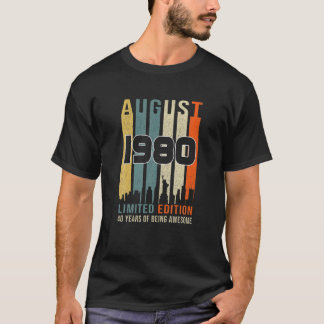 Vintage augusti 1980 Utformning 40 år gammal dag f T Shirt