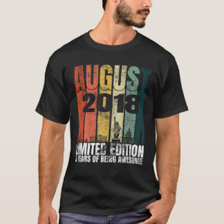 Vintage augusti 2018 Bday Graphic 3 Year Old 3Rd B T Shirt