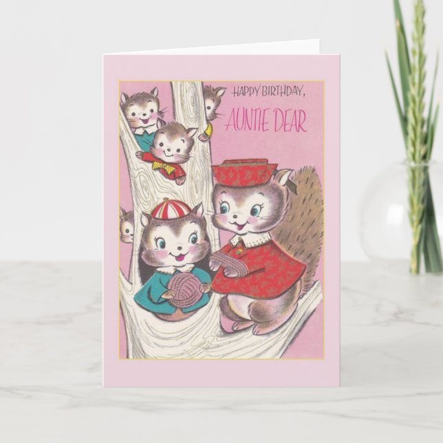 Vintage Auntie Birthday Greeting Card Kort (Framsida)