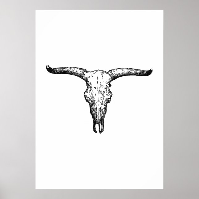 Vintage Aurochs Skullillustration Poster (Framsidan)