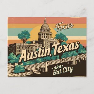 Vintage Austin, Texas - Fladdermus City, USA Vykort