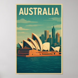 Vintage Australia Sydney Opera House Poster