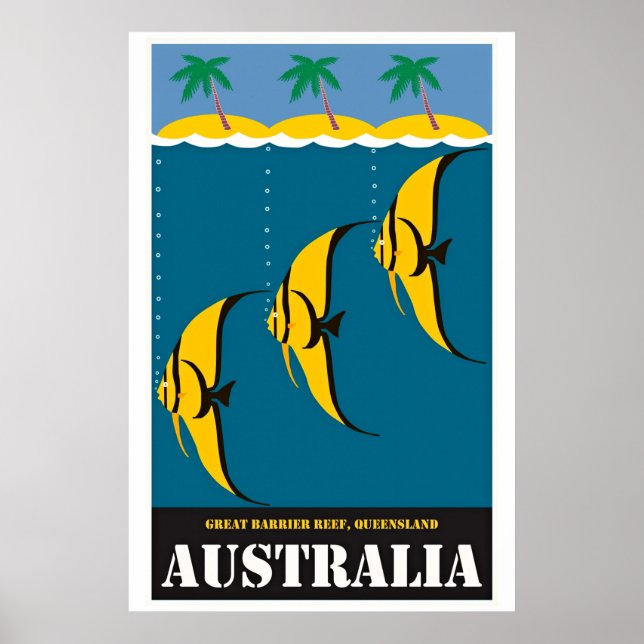 Vintage Australia Travel Illustration Poster (Framsidan)
