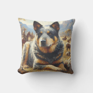 Vintage Australian Cattle Hund Painting Kudde
