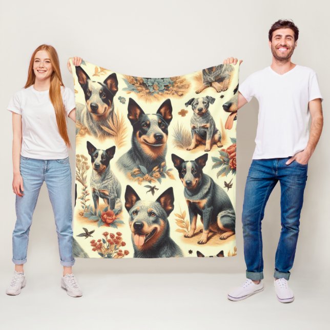 Vintage Australian Cattle Seamless Fleecefilt (På plats)