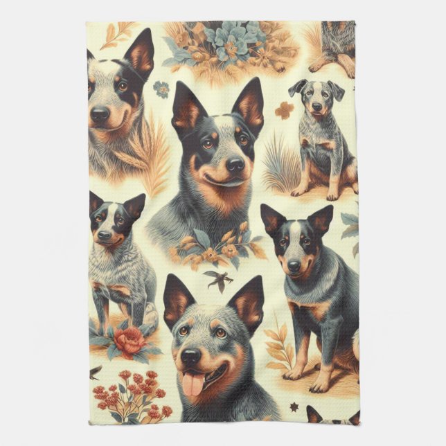 Vintage Australian Cattle Seamless Kökshandduk (Vertikal)