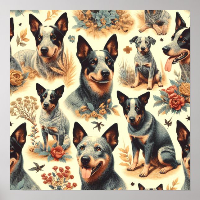 Vintage Australian Cattle Seamless Poster (Framsidan)