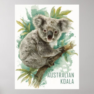 Vintage Australian Koala Travel Poster
