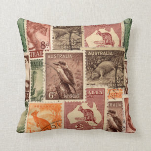 Vintage Australian Postage Frimärke Collection Kudde