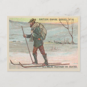 Vintage Australian Postman Delivering Mail on Skis Vykort